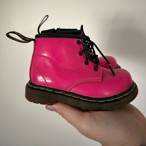 Dr. Martens Other - Dr Martens Brooklee B TODDLER Boots Patent Hot Pink Side Zip size 6